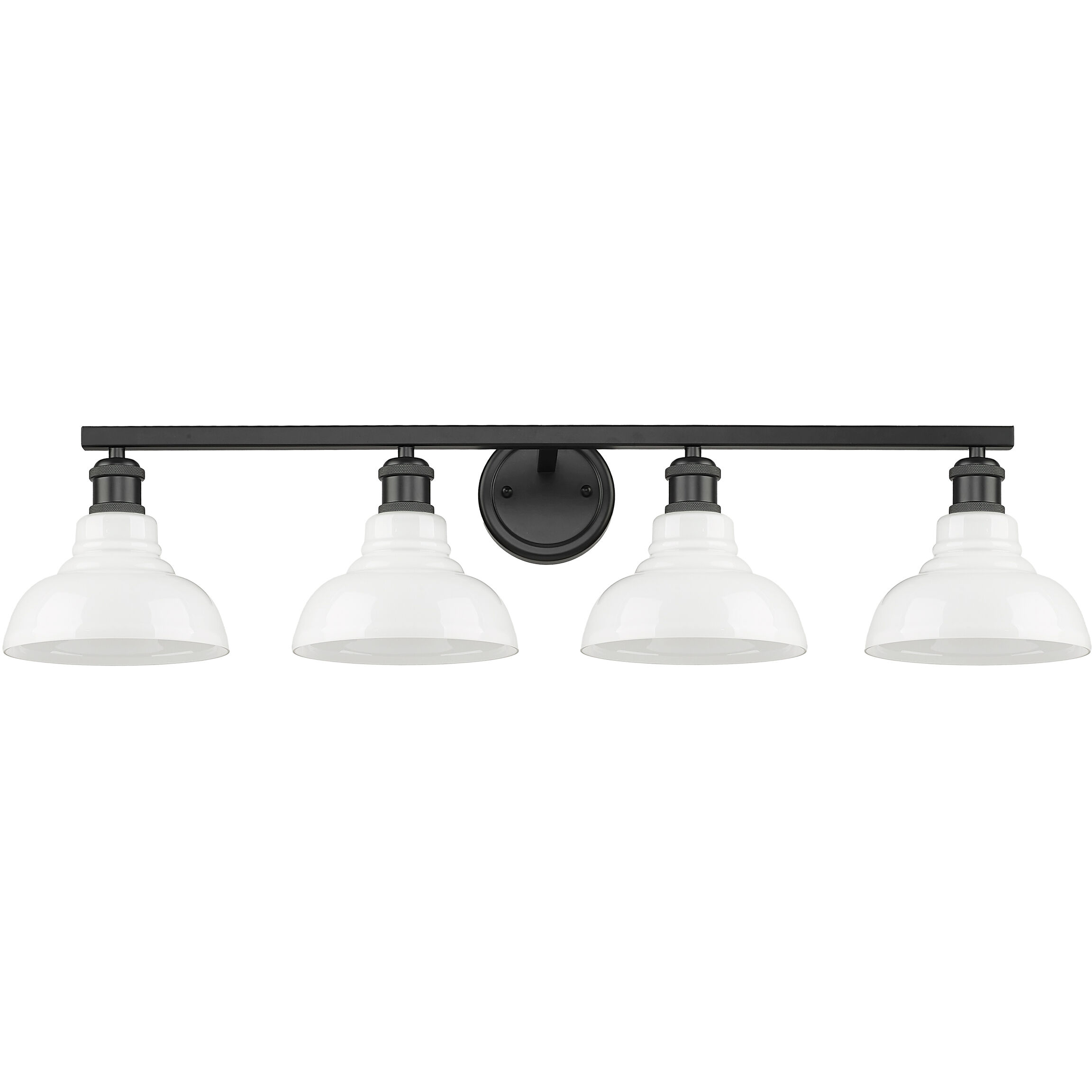 Yep Carver Vanity Wall Light in Matte Black, Vintage Milk Glass