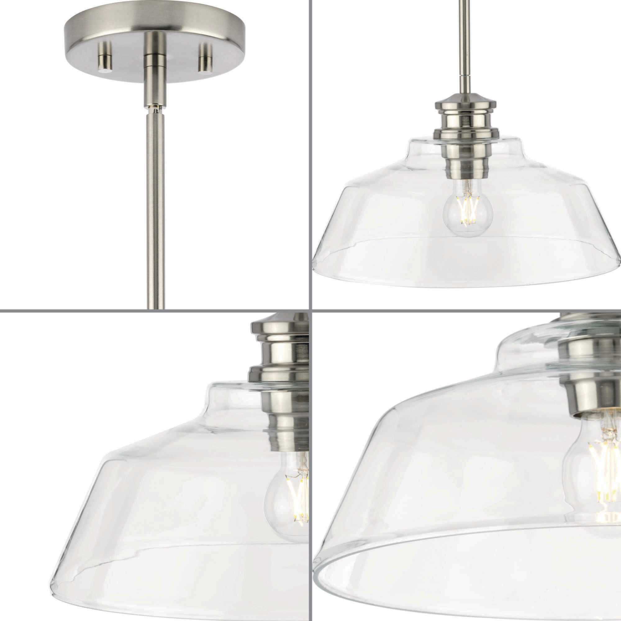 Singleton 1 Light 14 inch Brushed Nickel Pendant Ceiling Light