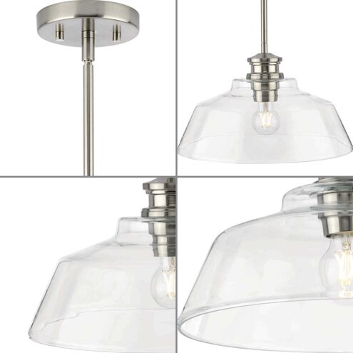Singleton 1 Light 14 inch Brushed Nickel Pendant Ceiling Light