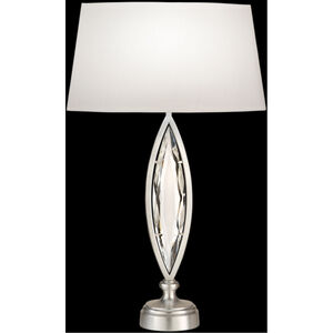 Marquise 29 inch 100.00 watt Silver Table Lamp Portable Light in Laminated White Fabric