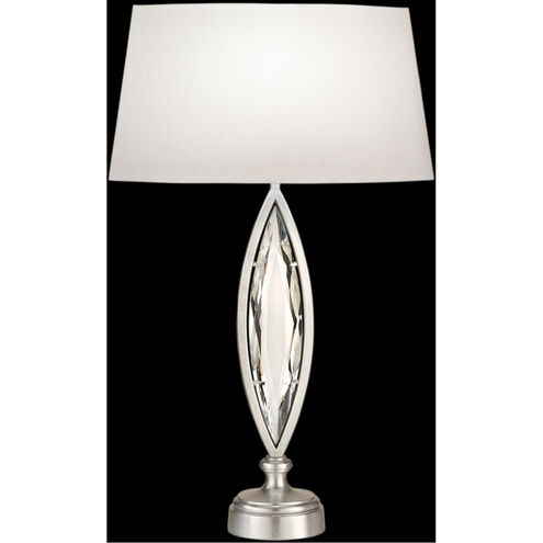 Marquise 29 inch 100.00 watt Silver Table Lamp Portable Light in Laminated White Fabric