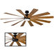 Windflower 80 inch Matte Black and Distressed Koa with Distressed Koa Blades Downrod Ceiling Fan in 3000K, Matte Black Distressed Koa, Smart Ceiling Fan