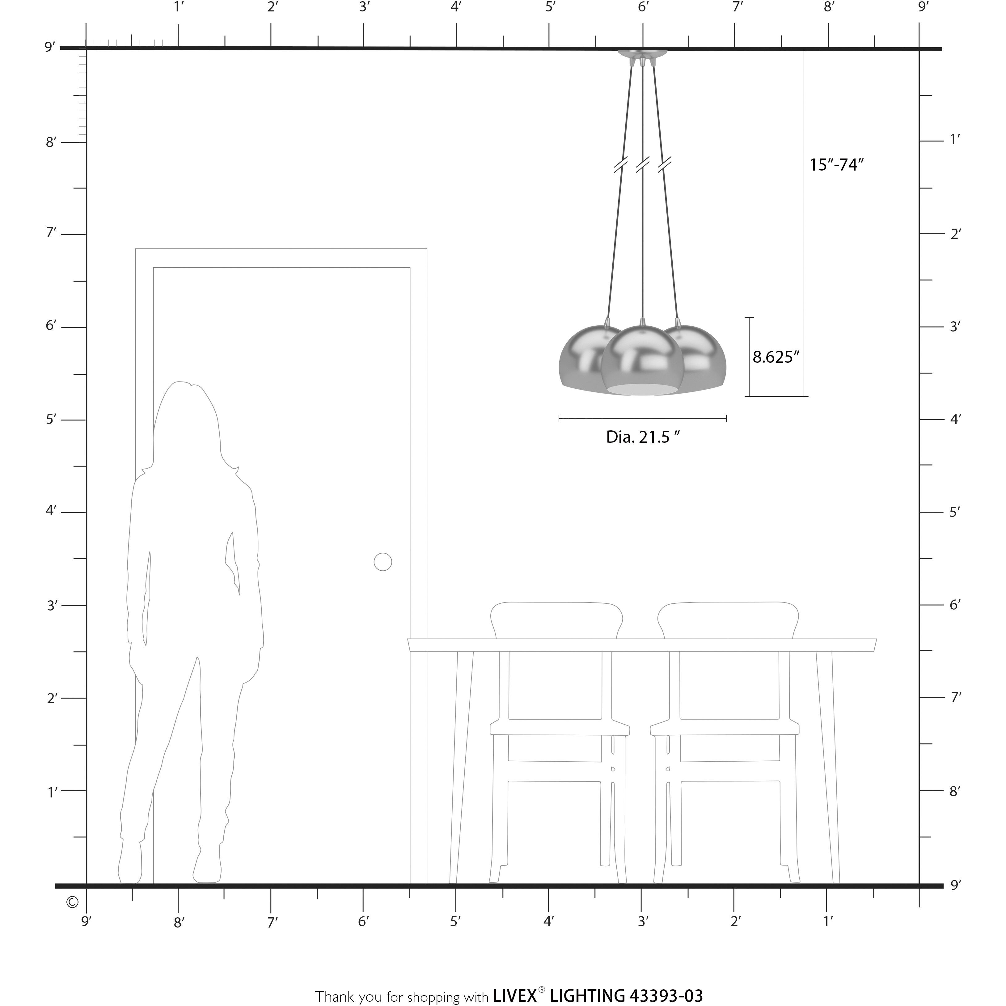 Piedmont 3 Light 22 inch White with Brushed Nickel Accents Globe Pendant Ceiling Light