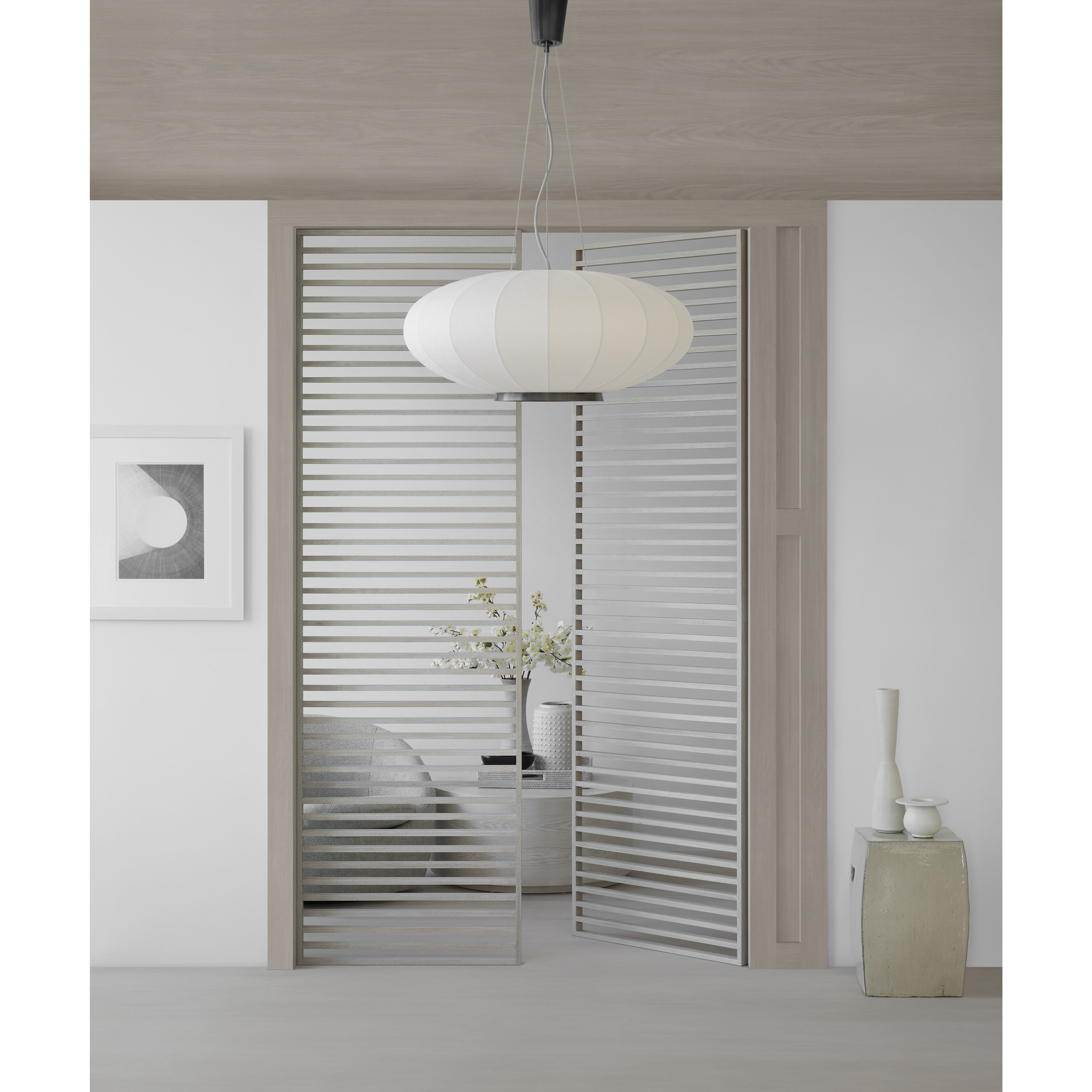 Barbara Barry Moon 1 Light 36 inch Soft Brass Hanging Shade Ceiling Light, Large