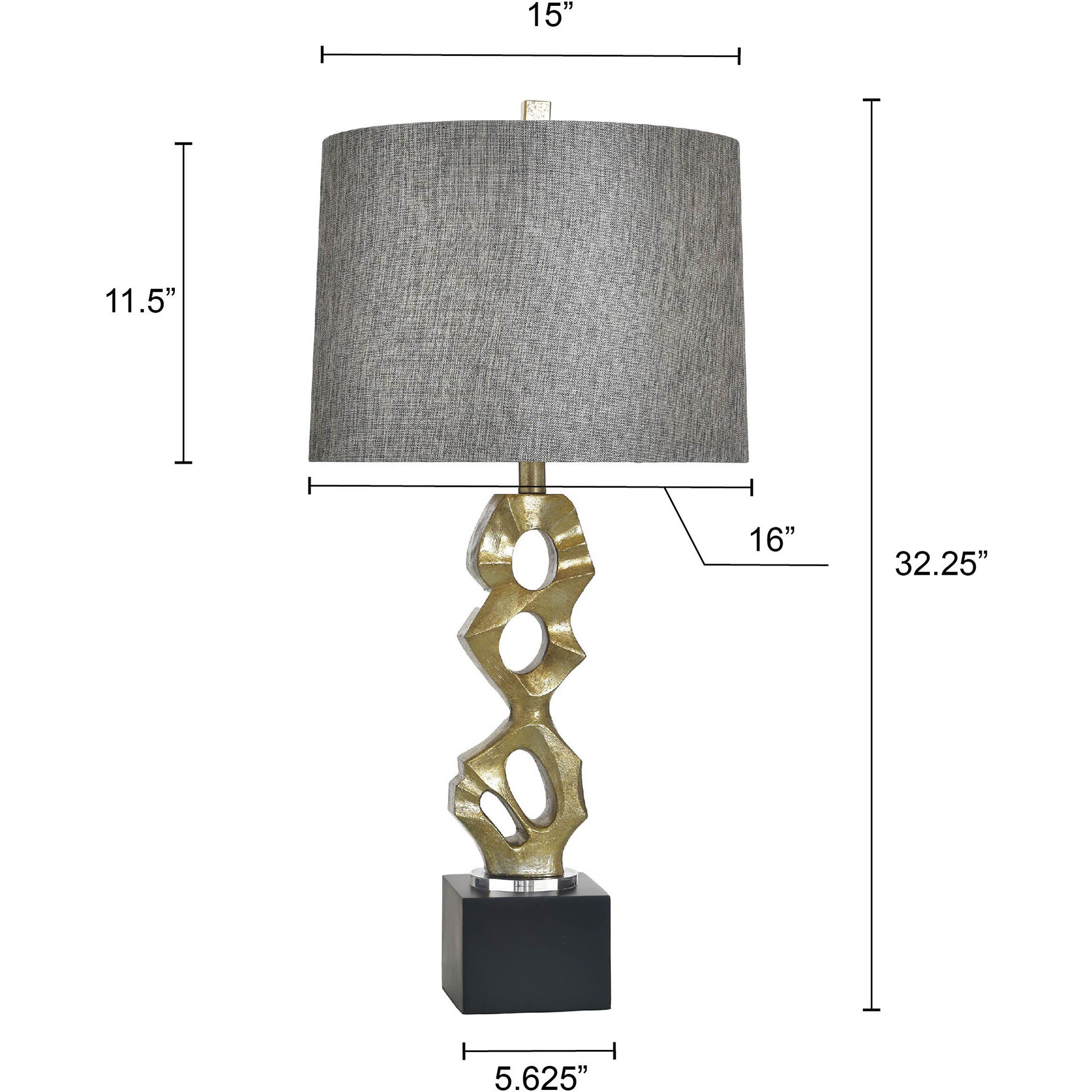 Van 32.25 inch 100 watt Van Gold and Black and White Table Lamp Portable Light