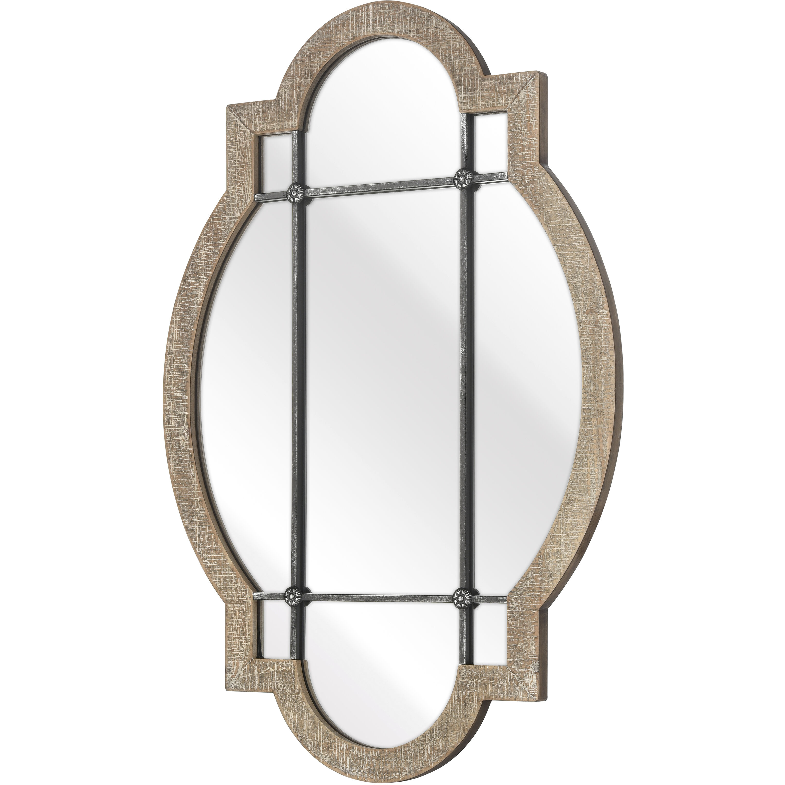 Odette 31.5 X 21 inch Wood Tone with Black and Mirror Wall Mirror