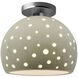 Perforated Globe LED 10 inch Celadon Green Crackle Semi-Flush Ceiling Light in Brushed Nickel, Dedicated LED, 10W x 9H, Form+Finish+Function