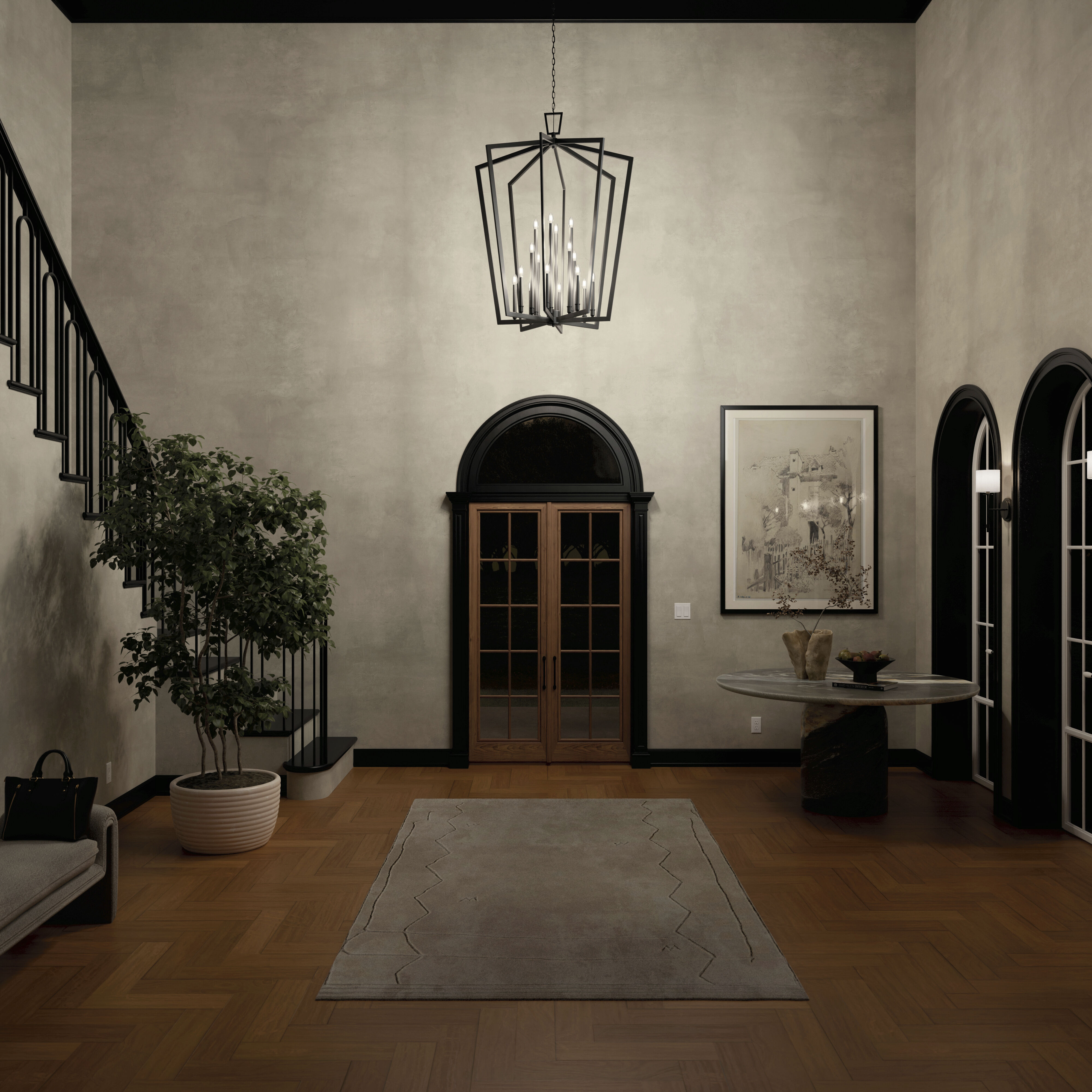 Abbotswell 16 Light Black Pendant Ceiling Light