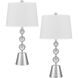 Amersfoort 28 inch 100.00 watt Brushed Steel and Crystal Table Lamp Portable Light, Stacked Orb Style