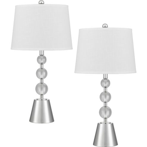 Amersfoort 28 inch 100.00 watt Brushed Steel and Crystal Table Lamp Portable Light, Stacked Orb Style