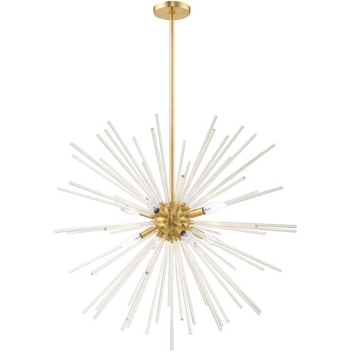 Utopia 8 Light 34 inch Satin Brass Pendant Chandelier Ceiling Light