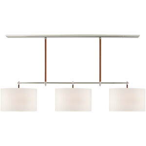 Thomas O'Brien Bryant2 LED 64.25 inch Polished Nickel and Natural Leather Wrapped Billiard Ceiling Light, Large
