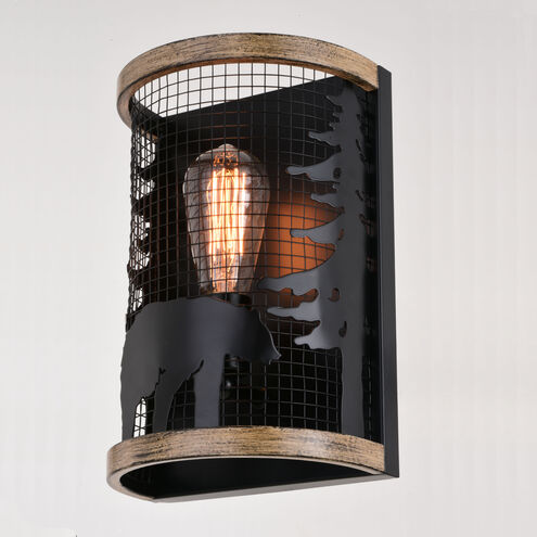 Kodiak LED 8 inch Black and Burnished Teak Wall Light