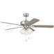 Stellant 52 inch Brushed Nickel with Reversible Silver/Pearl Gray Blades Indoor/Covered Outdoor Ceiling Fan