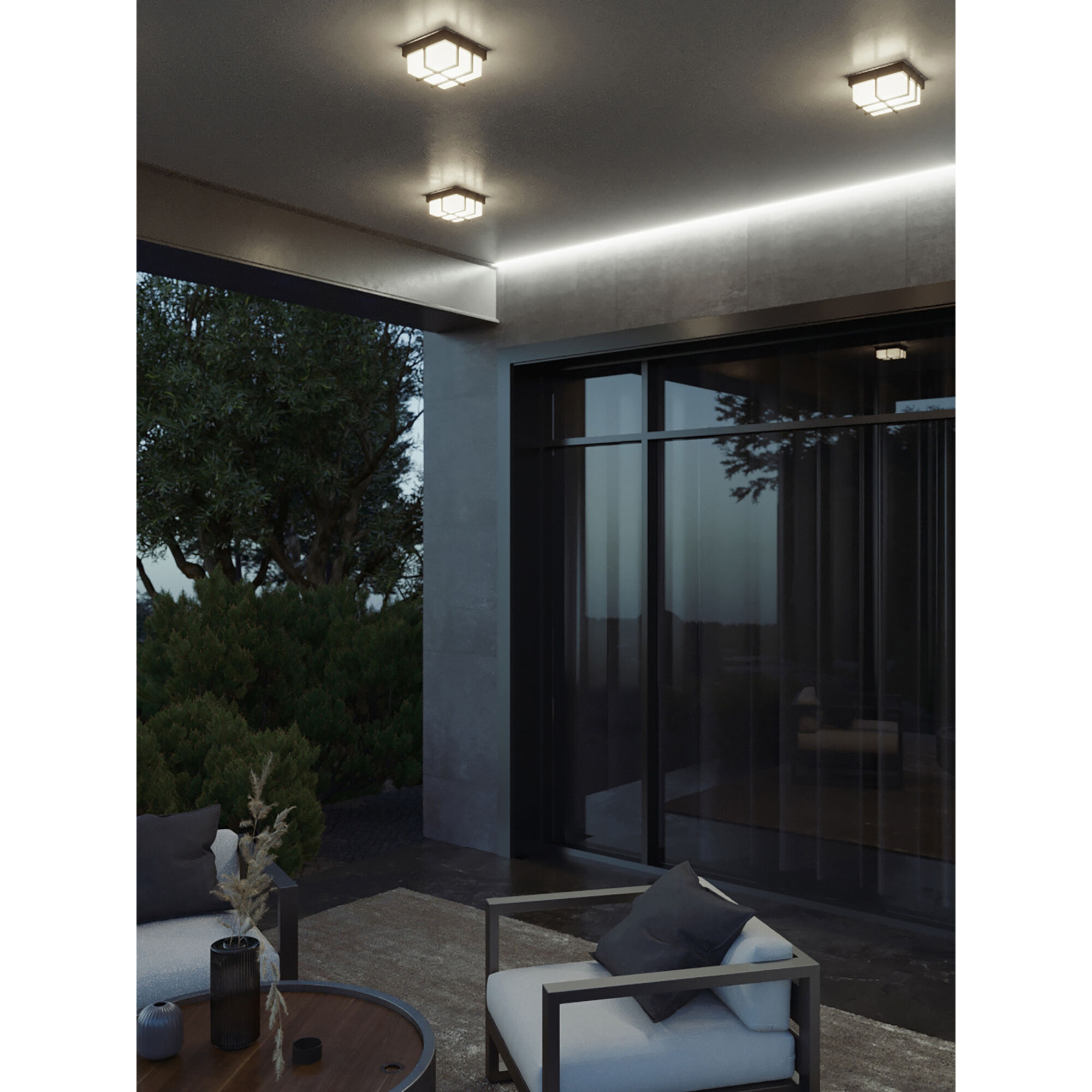 August LED 8.11 inch Black Outdoor Flush Mount