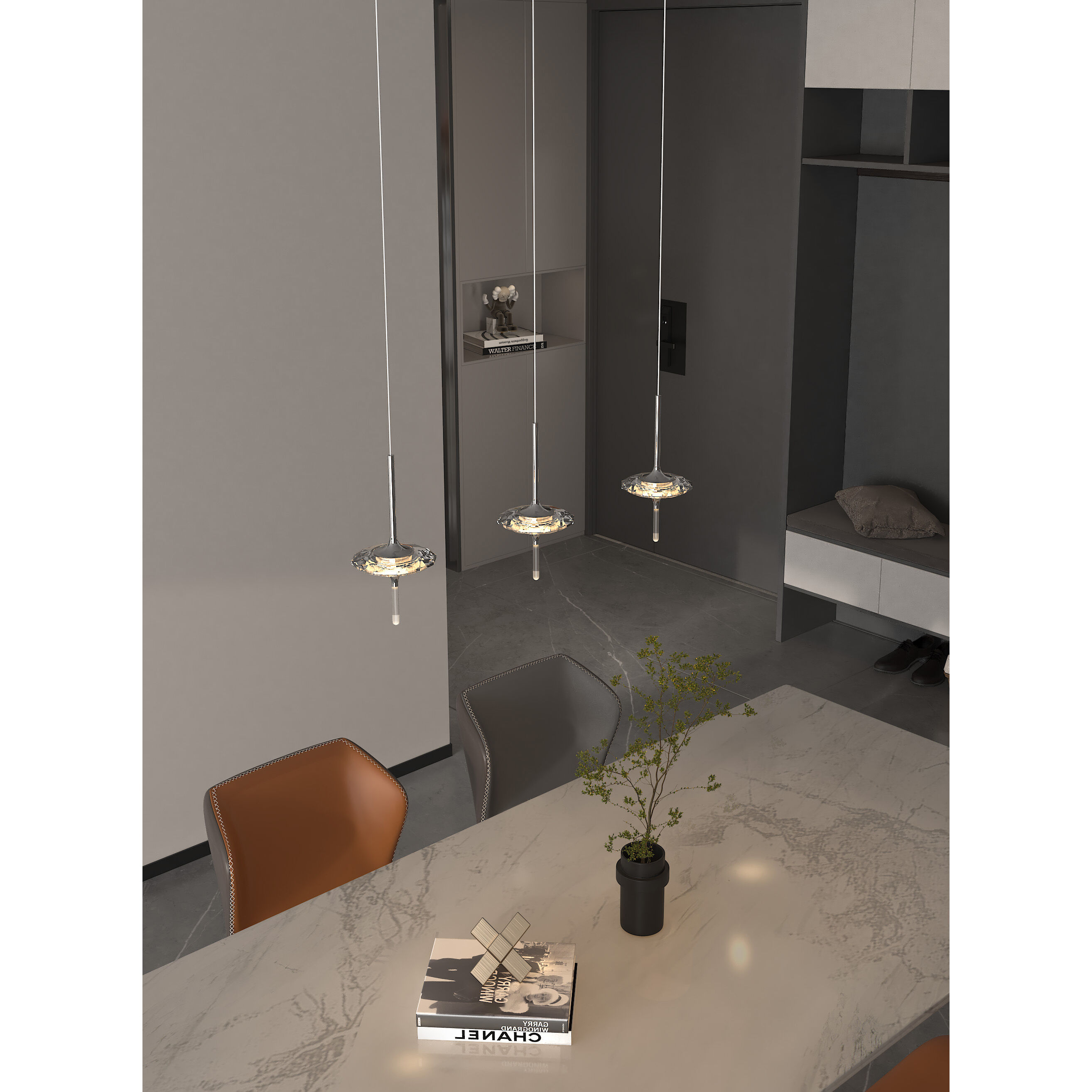Light-Year LED 5.9 inch Chrome and Gray Multi-Pendant Ceiling Light