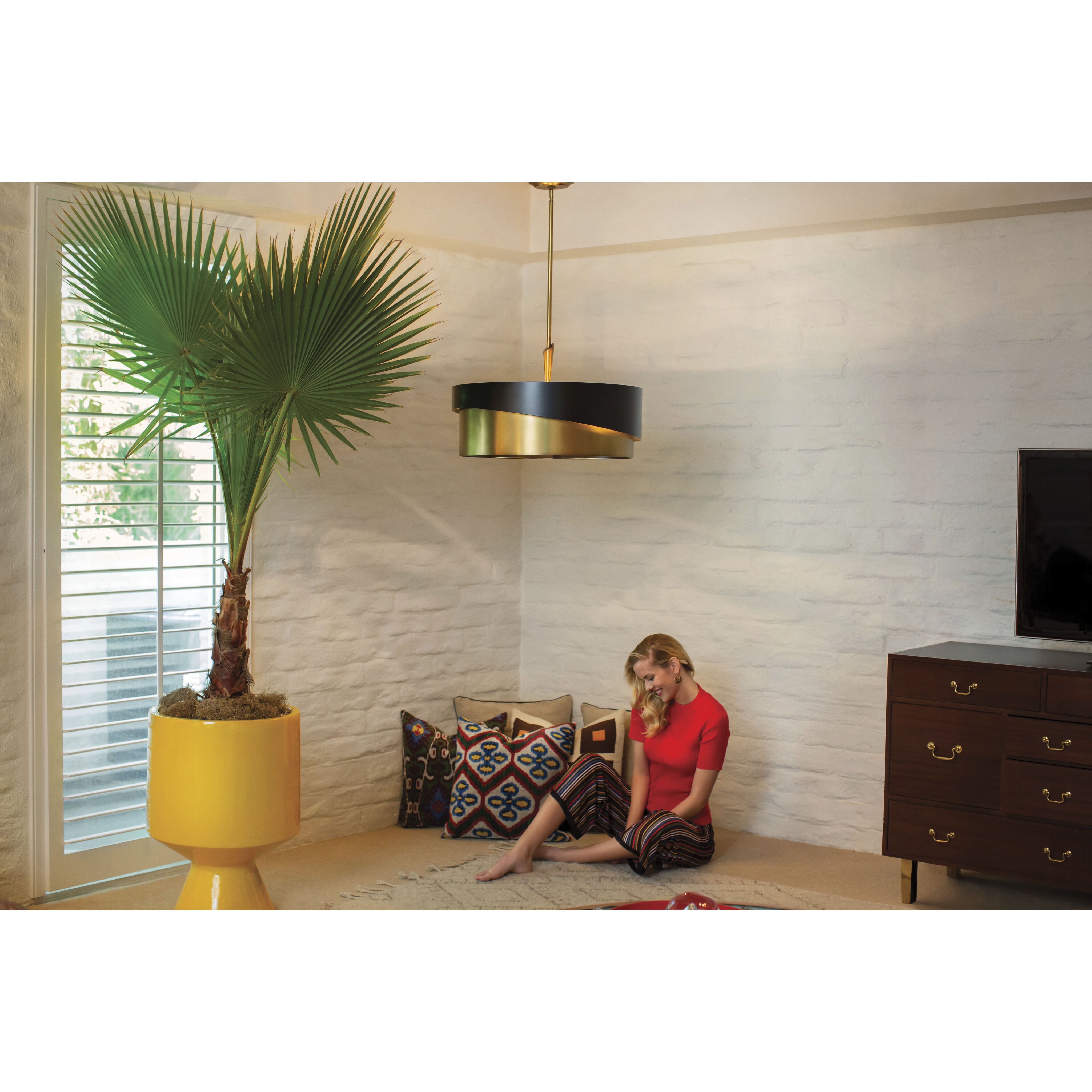 Gigi LED 26 inch Heritage Brass Chandelier Ceiling Light, Semi-Flush Mount