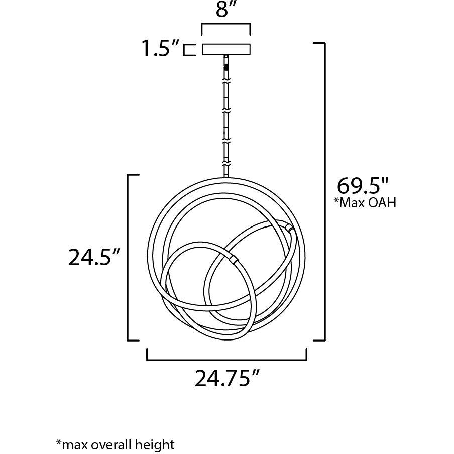 Mobius LED 20 inch Black and Gold Single Pendant Ceiling Light