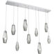 Aalto LED Classic Silver Linear Pendant Ceiling Light in 3000K LED, Optic Rib Smoke, Multi-Port