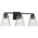 Riville 3 Light 22.75 inch Matte Black Bathroom Vanity Light Wall Light