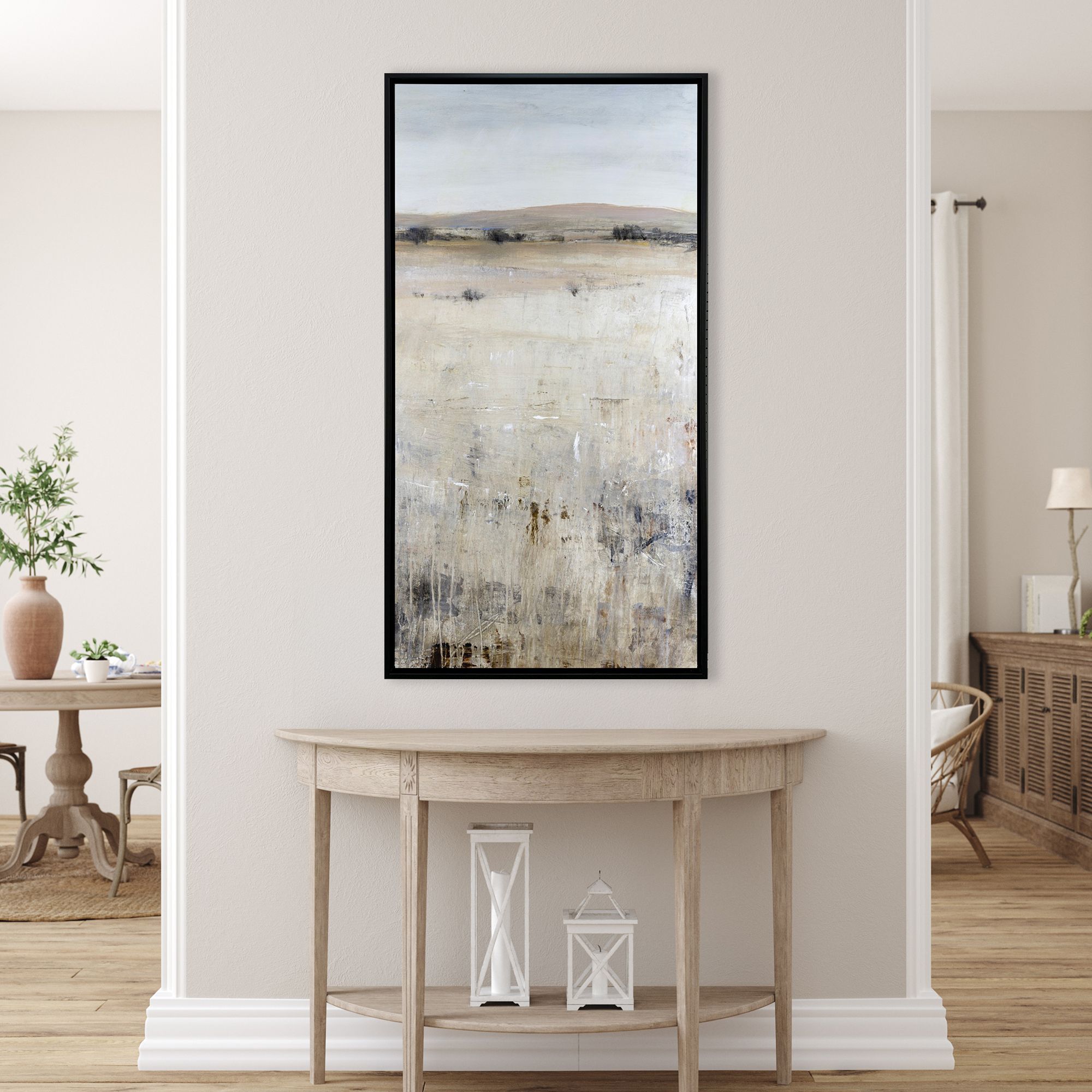 Wild Pasture Gray and Beige and Blue and Multi Canvas