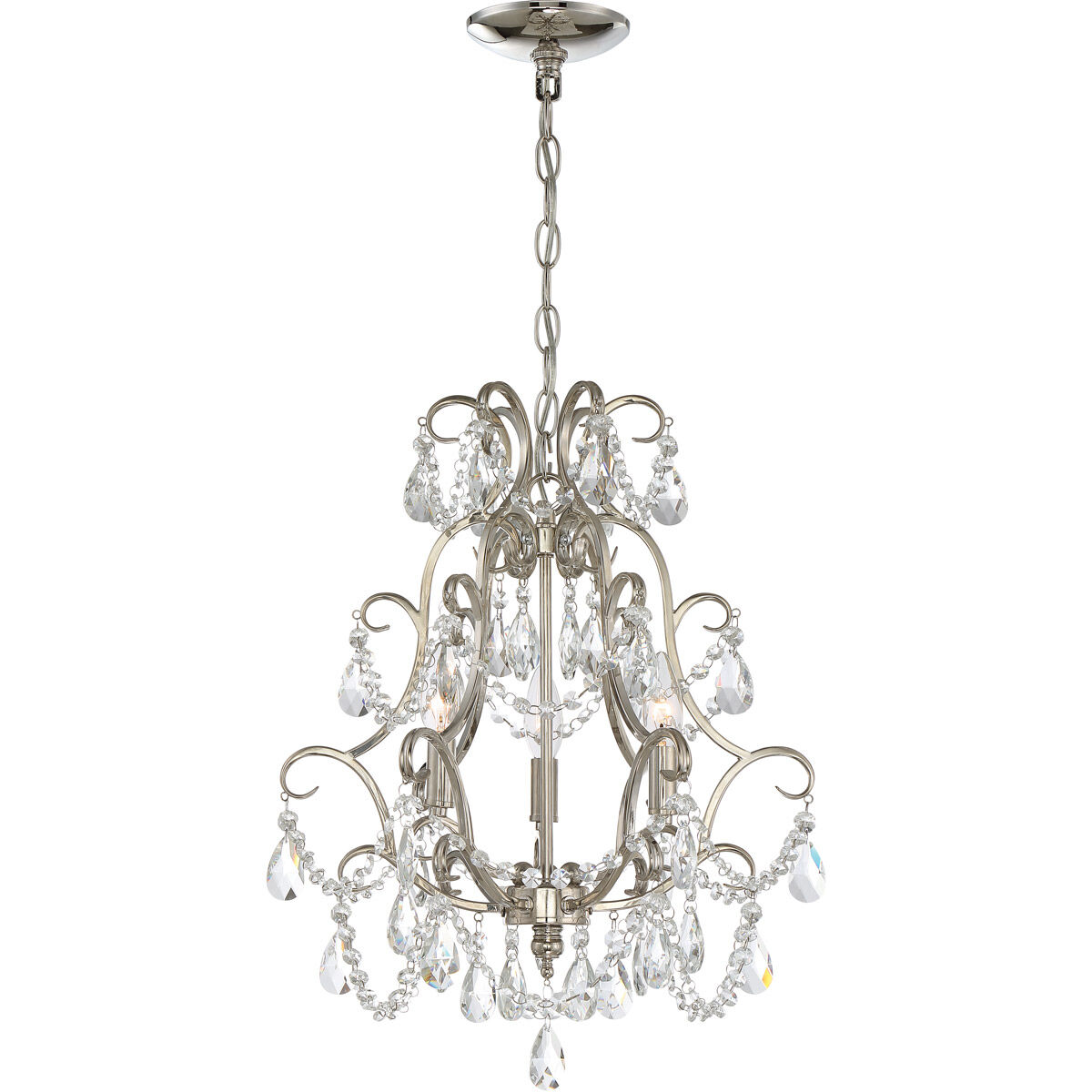 Jeremiah 3 Light 16 inch Polished Nickel Mini Chandelier Ceiling Light, Jeremiah