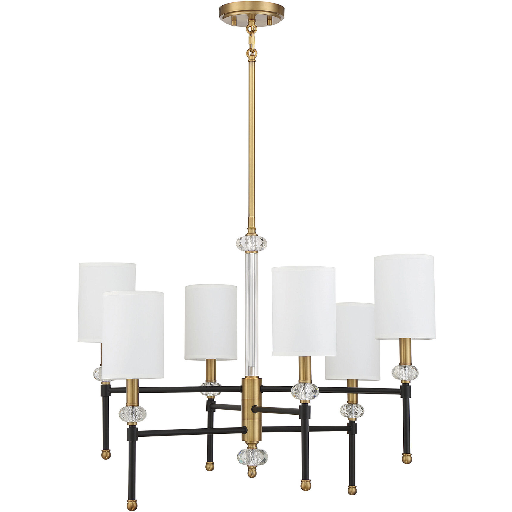 Tivoli 6 Light 28 inch Black with Warm Brass Accents Chandelier Ceiling Light