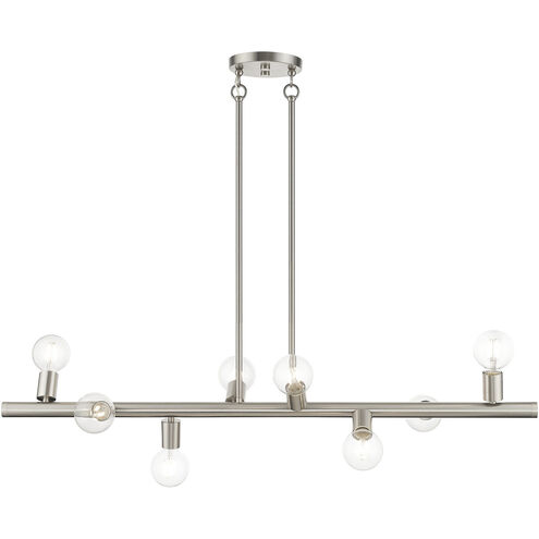 Bannister 8 Light 42 inch Brushed Nickel Linear Chandelier Ceiling Light, Large