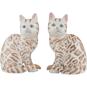 Coco Cat White/Cream and Brown Figurines, Pair