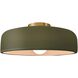 Radiance Collection - Spire LED 16 inch Matte Green and Brushed Brass Semi-Flush Ceiling Light in Dedicated LED, 16W x 6.5H, Form+Finish+Function
