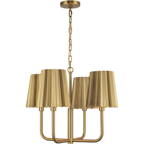 Alora Mood Plisse 4 Light 22.5 inch Aged Gold Chandelier Ceiling Light