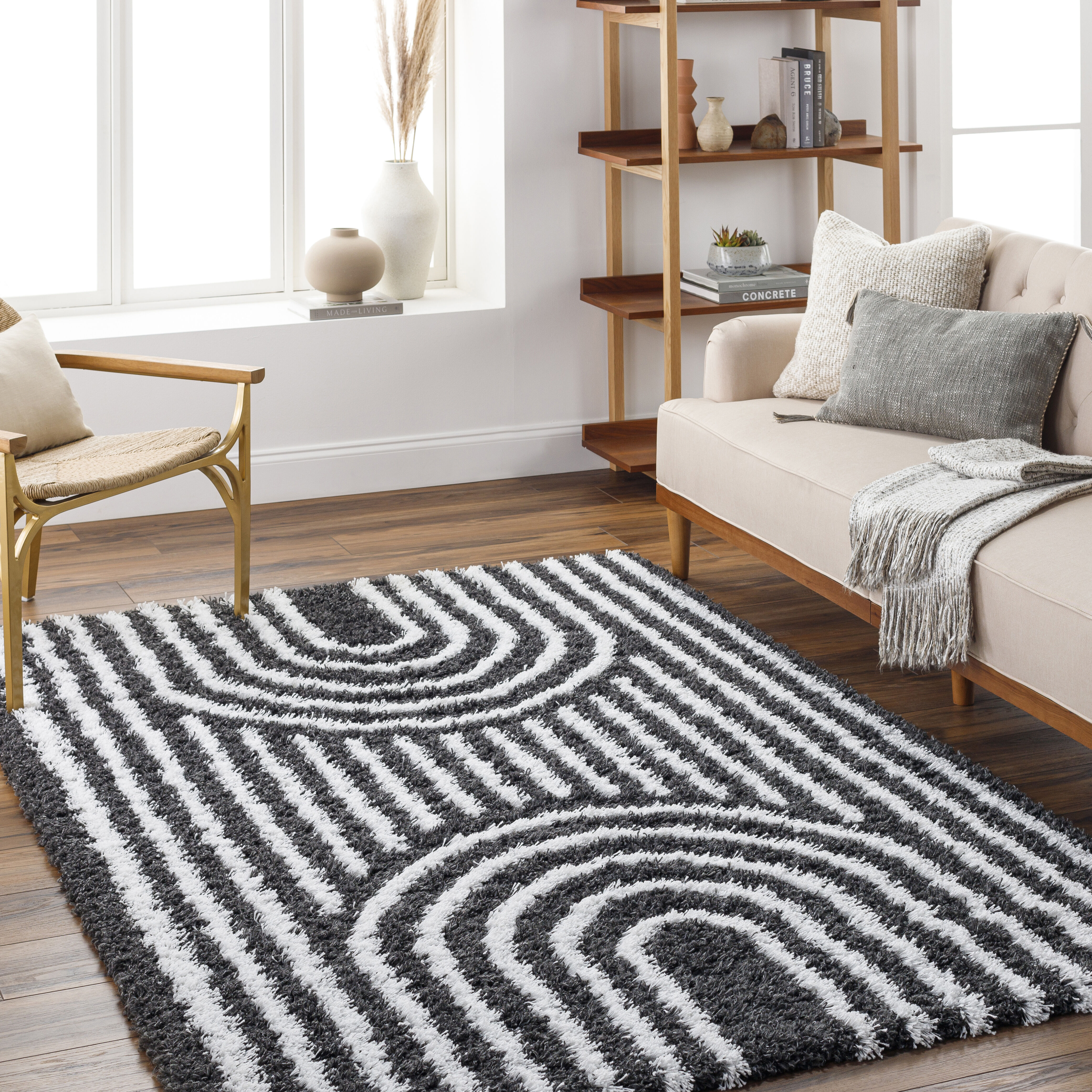 Urban Shag 114 X 79 inch Black Rug, Rectangle