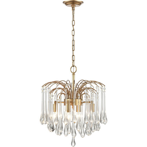 Viola Park 4 Light 17 inch Clear with Aged Brass Pendant Ceiling Light