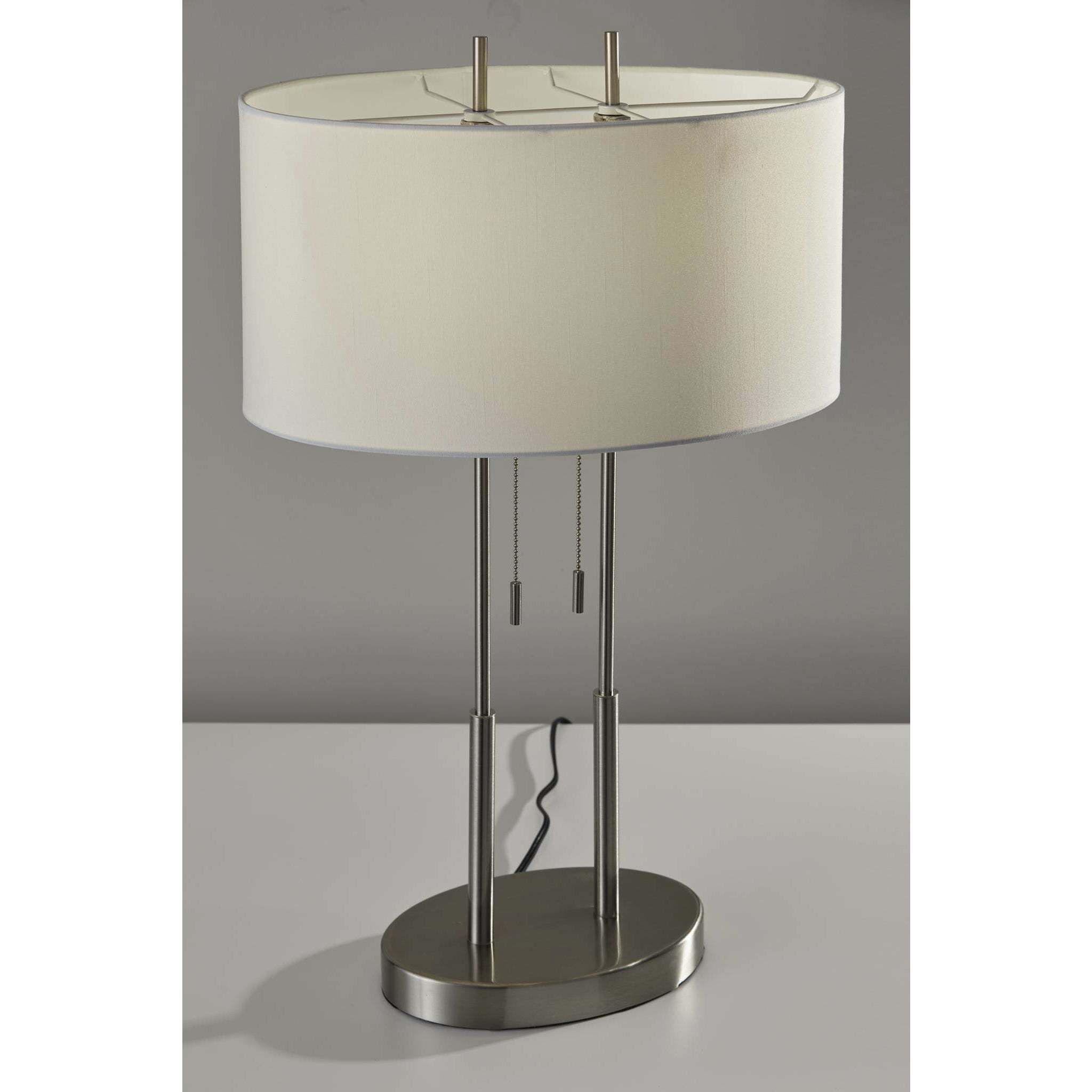 Duet 27 inch 60.00 watt Satin Steel Table Lamp Portable Light in Brushed Steel
