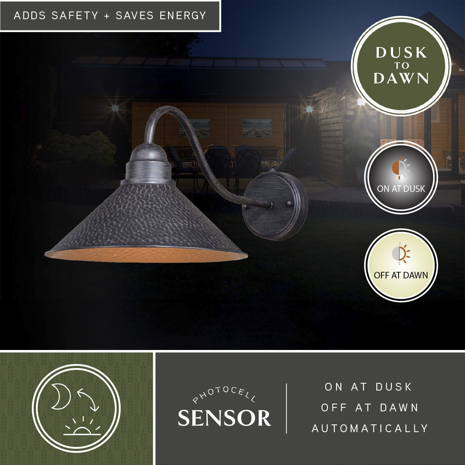 Outland LED 9.5 inch Aged Iron and Light Gold Outdoor Wall