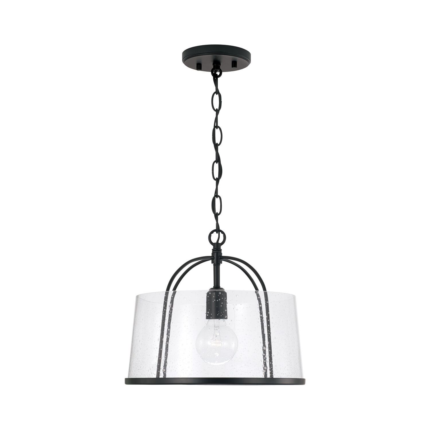 Madison 1 Light 13 inch Matte Black Semi-Flush Mount Ceiling Light, Convertible Dual Mount