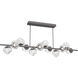 Luna LED 72 inch Graphite Chandelier Ceiling Light in 3000K LED, Floret Inner - Clear Outer, Twisted Branch