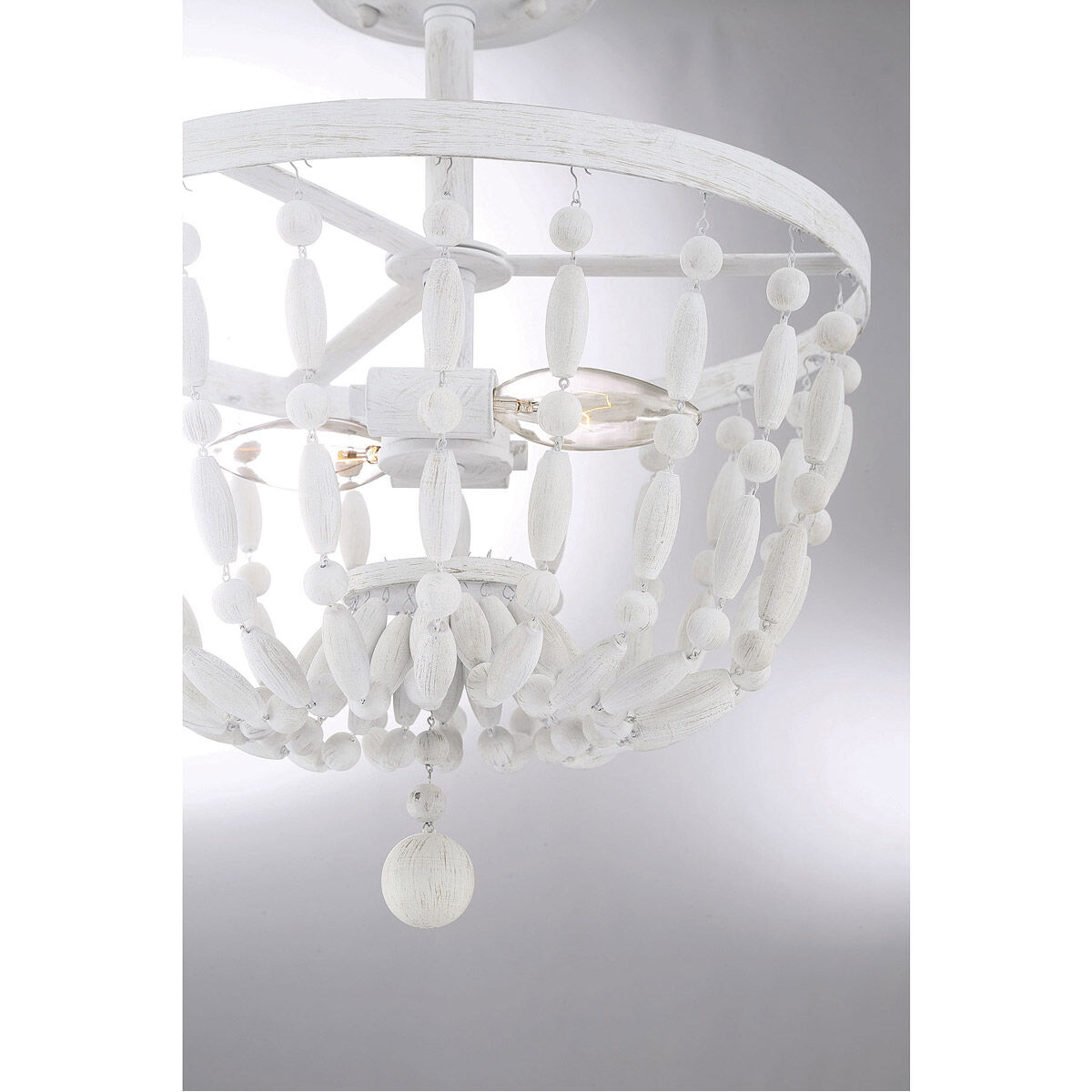 Bohemian 2 Light 13 inch Distressed Wood Semi-Flush Ceiling Light
