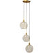 Luca 3 Light 11.75 inch Clear and Brass Pendant Ceiling Light 