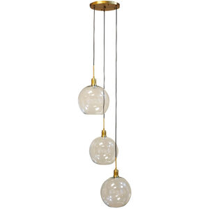 Luca 3 Light 11.75 inch Clear and Brass Pendant Ceiling Light 