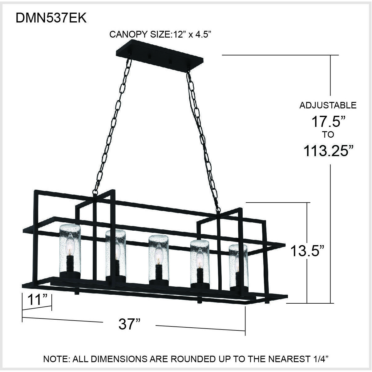 Damien 5 Light 37 inch Earth Black Island Light Ceiling Light