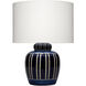 Arthur 20 inch 150 watt Navy Blue with White Accent Table Lamp Portable Light