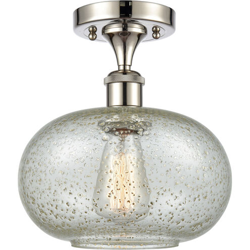 Ballston Gorham LED 9.5 inch Polished Nickel Semi-Flush Mount Ceiling Light in Mica Glass, Ballston