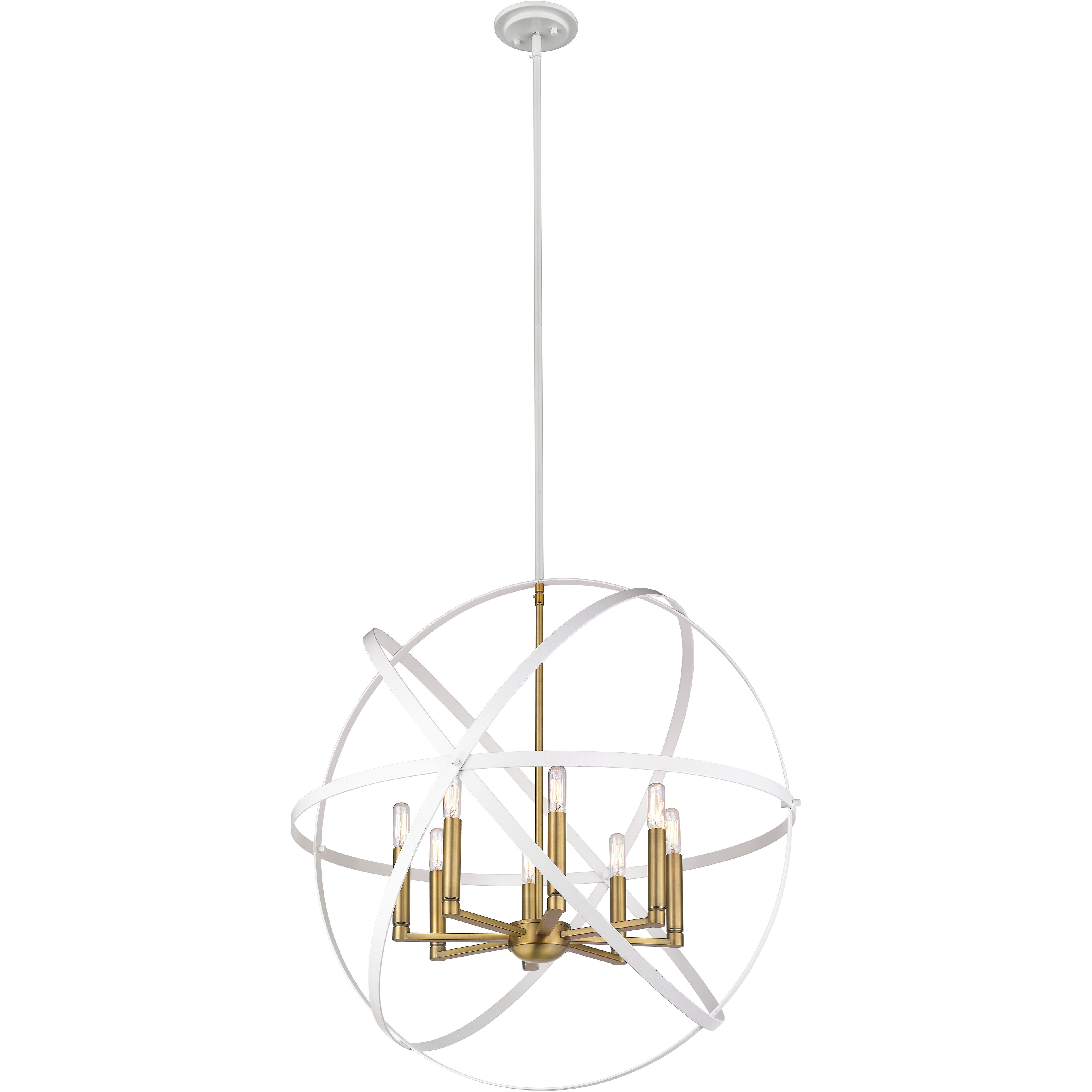 Cavallo 8 Light 30 inch Hammered White and Olde Brass Chandelier Ceiling Light