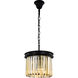 Sydney 3 Light 12 inch Matte Black Pendant Ceiling Light in Golden Teak, Urban Classic