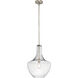 Everly 1 Light 14 inch Brushed Nickel Pendant Ceiling Light in Clear Seeded