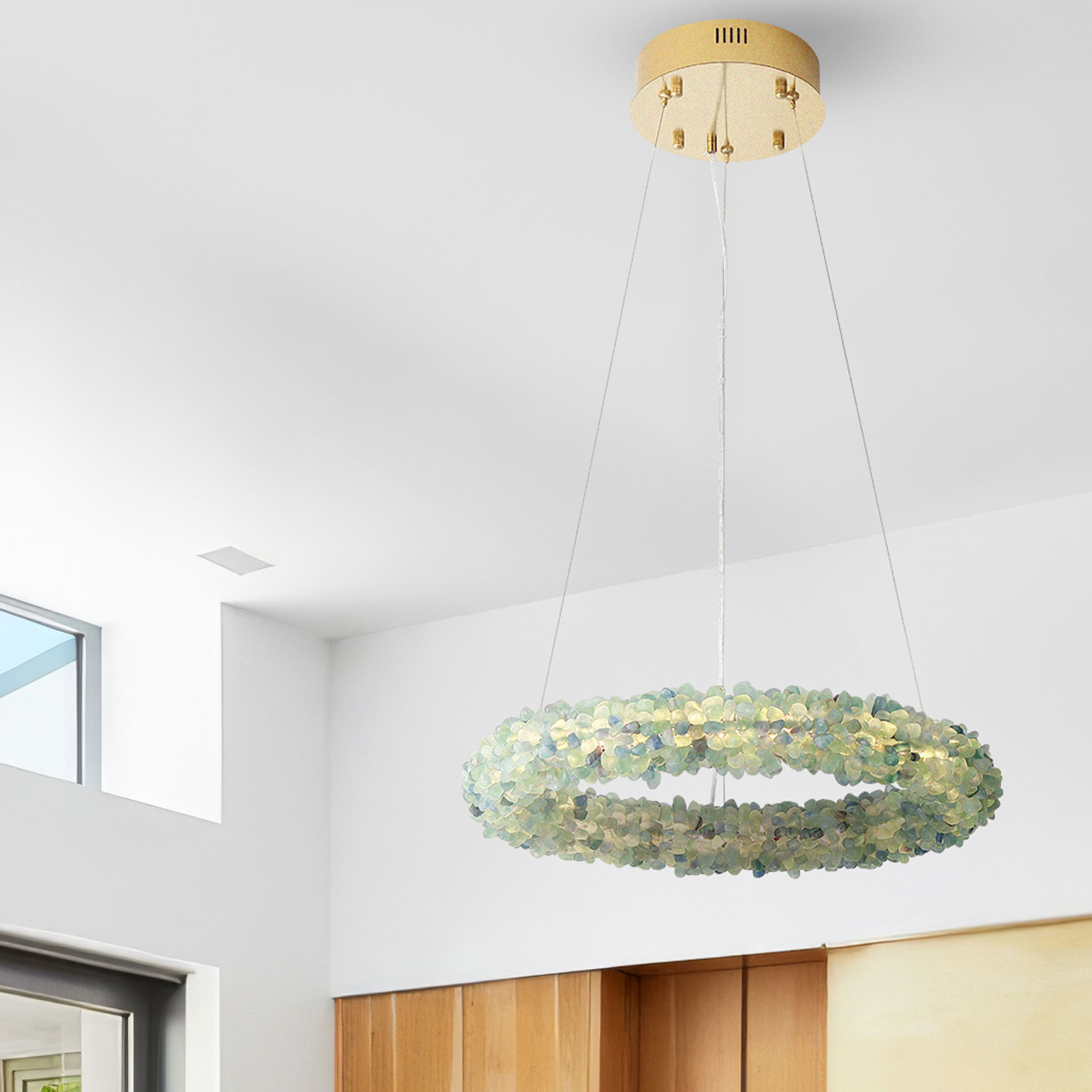 Ziva Corallo LED 29.5 inch Turquoise Chandelier Ceiling Light