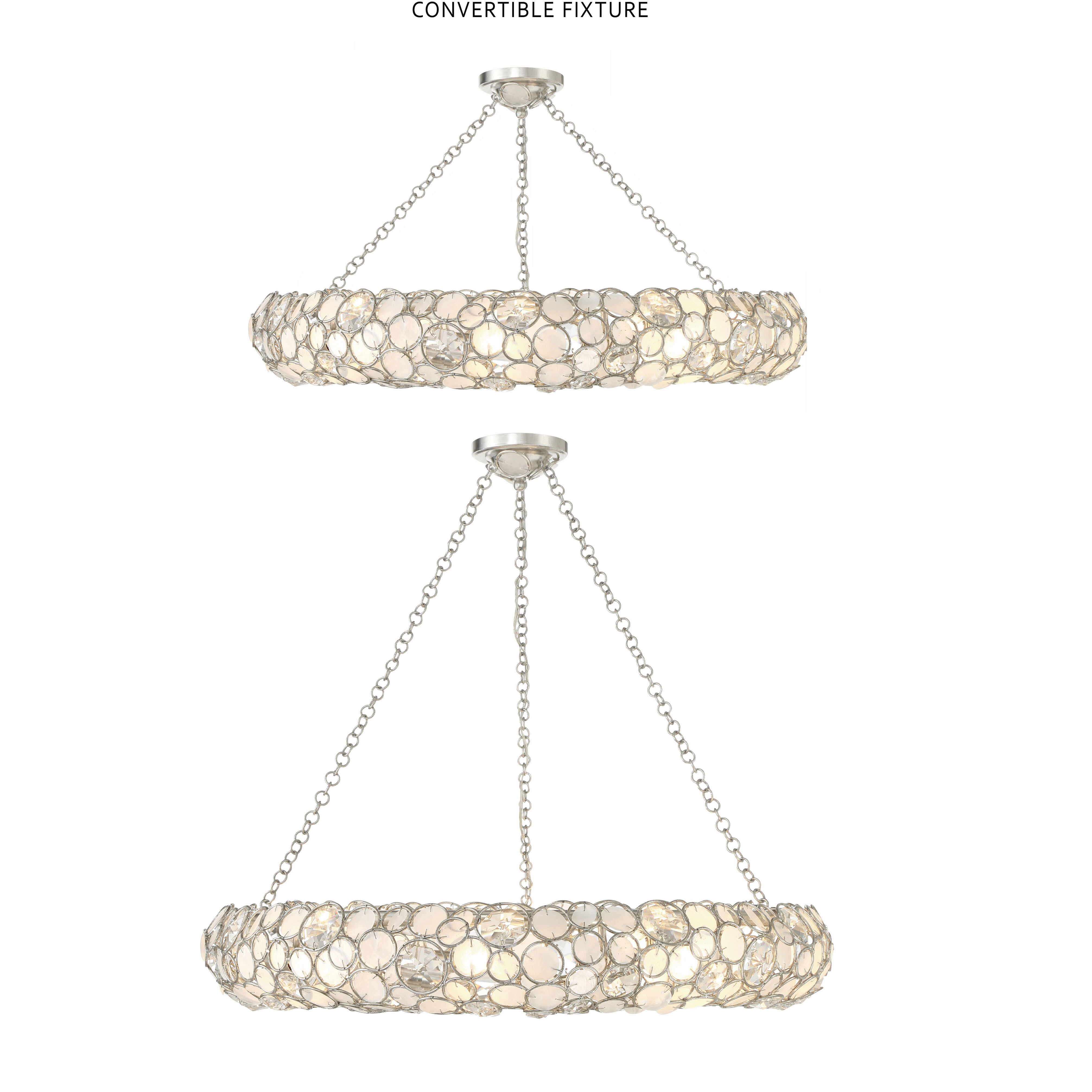 Palla 8 Light 32 inch Antique Silver Chandelier Ceiling Light