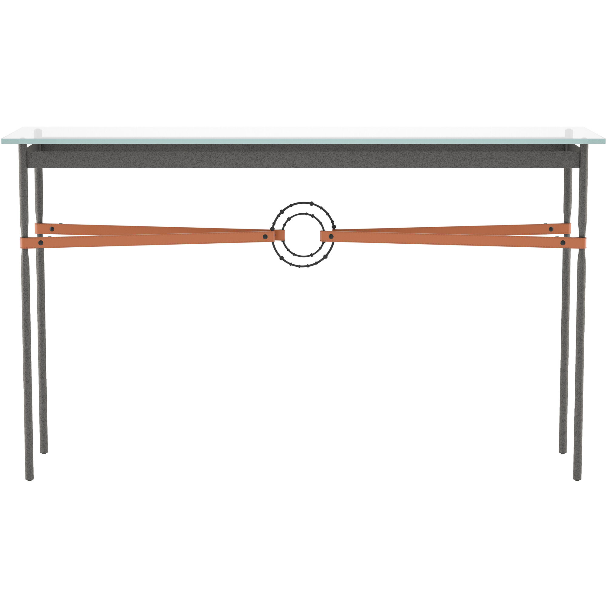 Equus 54 X 14 inch Natural Iron and Black Console Table in Leather Chestnut, Natural Iron/Black