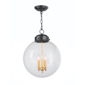 Southern Living Globe 3 Light 15 inch Oil Rubbed Bronze and Natural Brass Pendant Ceiling Light